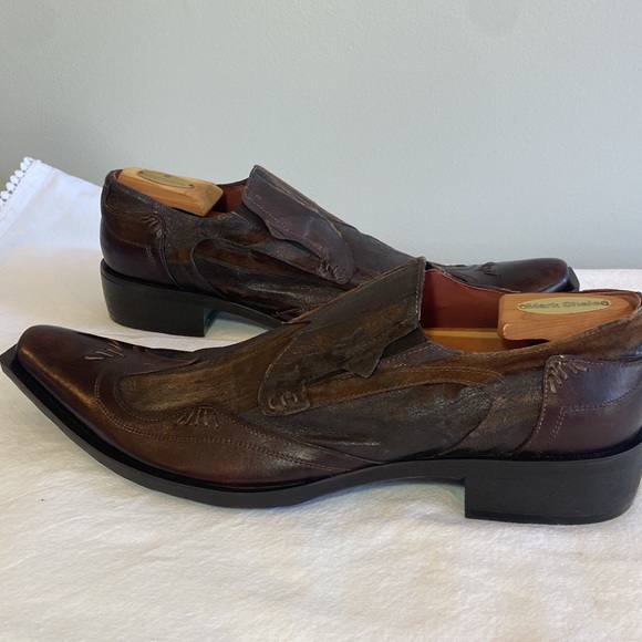 JO GHOST Brown Leather Slip On Men’s Dress ShoeMade in Italy EU 44 US 10.5 New! - Picture 5 of 10